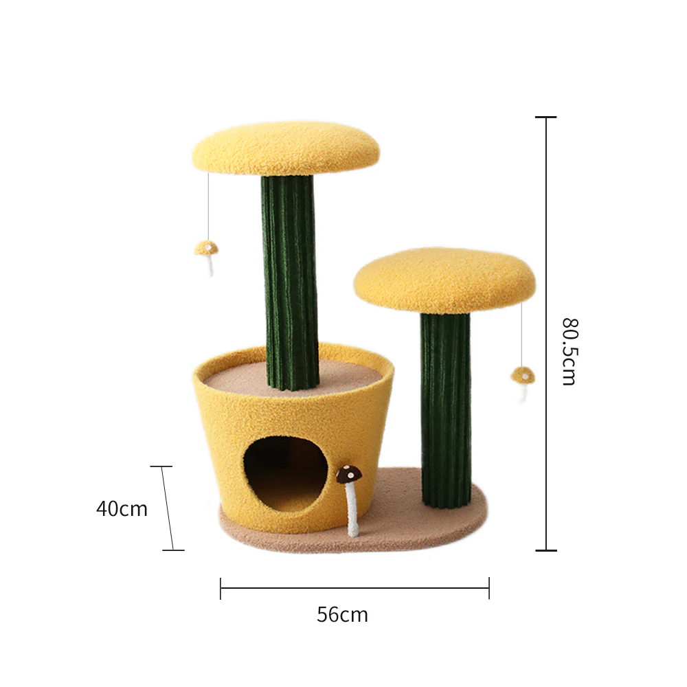 CATIO 2-Level Yellow Mushroom Cat Scratching Tree - Image 2