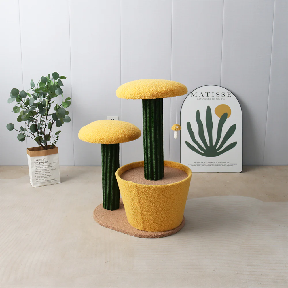 CATIO 2-Level Yellow Mushroom Cat Scratching Tree - Image 3