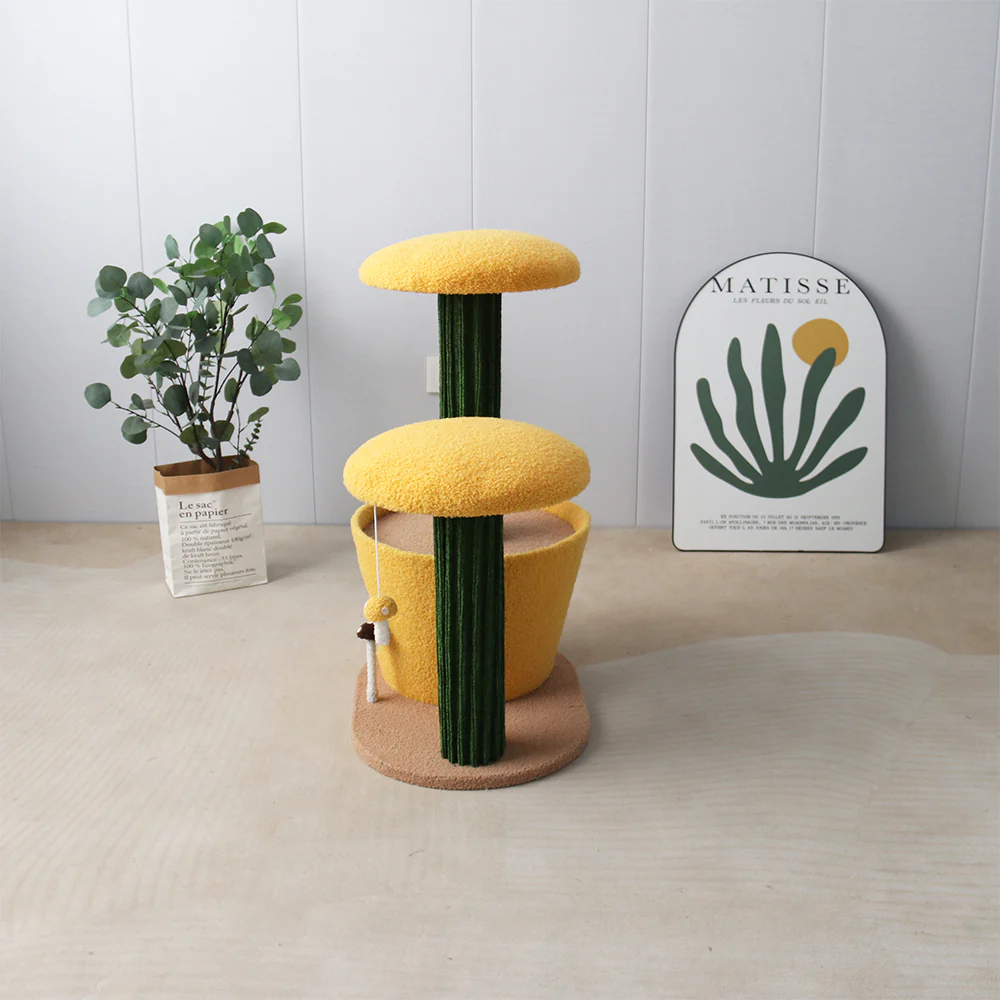 CATIO 2-Level Yellow Mushroom Cat Scratching Tree - Image 4