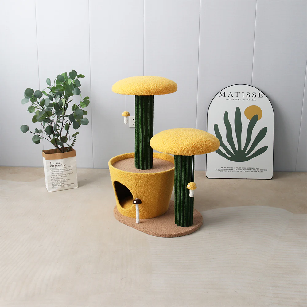 CATIO 2-Level Yellow Mushroom Cat Scratching Tree - Image 5