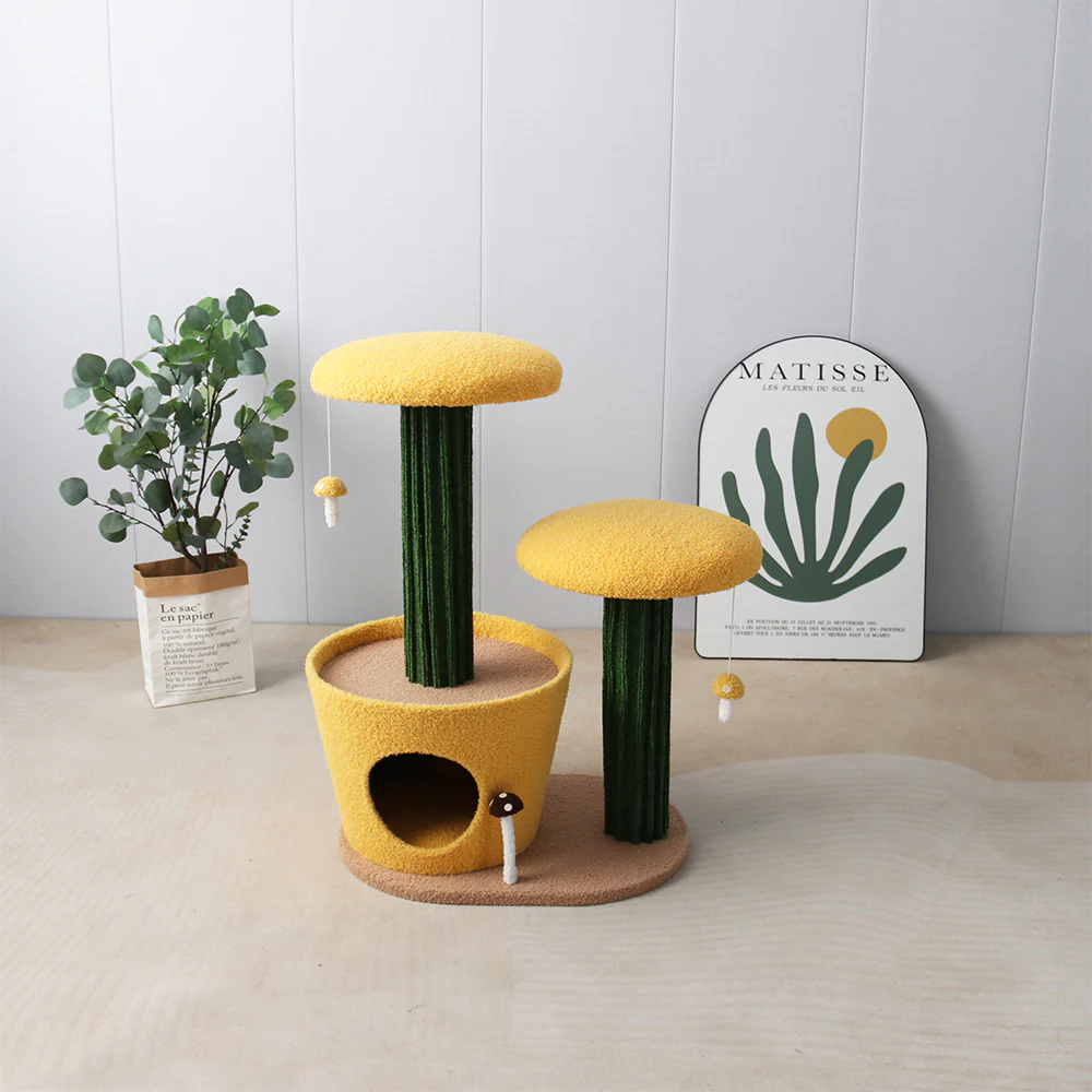 CATIO 2-Level Yellow Mushroom Cat Scratching Tree - Image 6