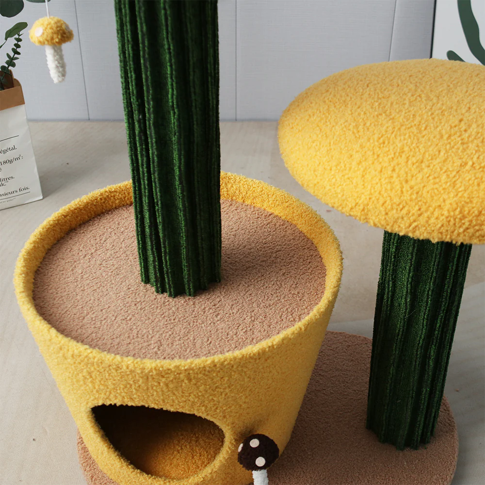 CATIO 2-Level Yellow Mushroom Cat Scratching Tree - Image 8