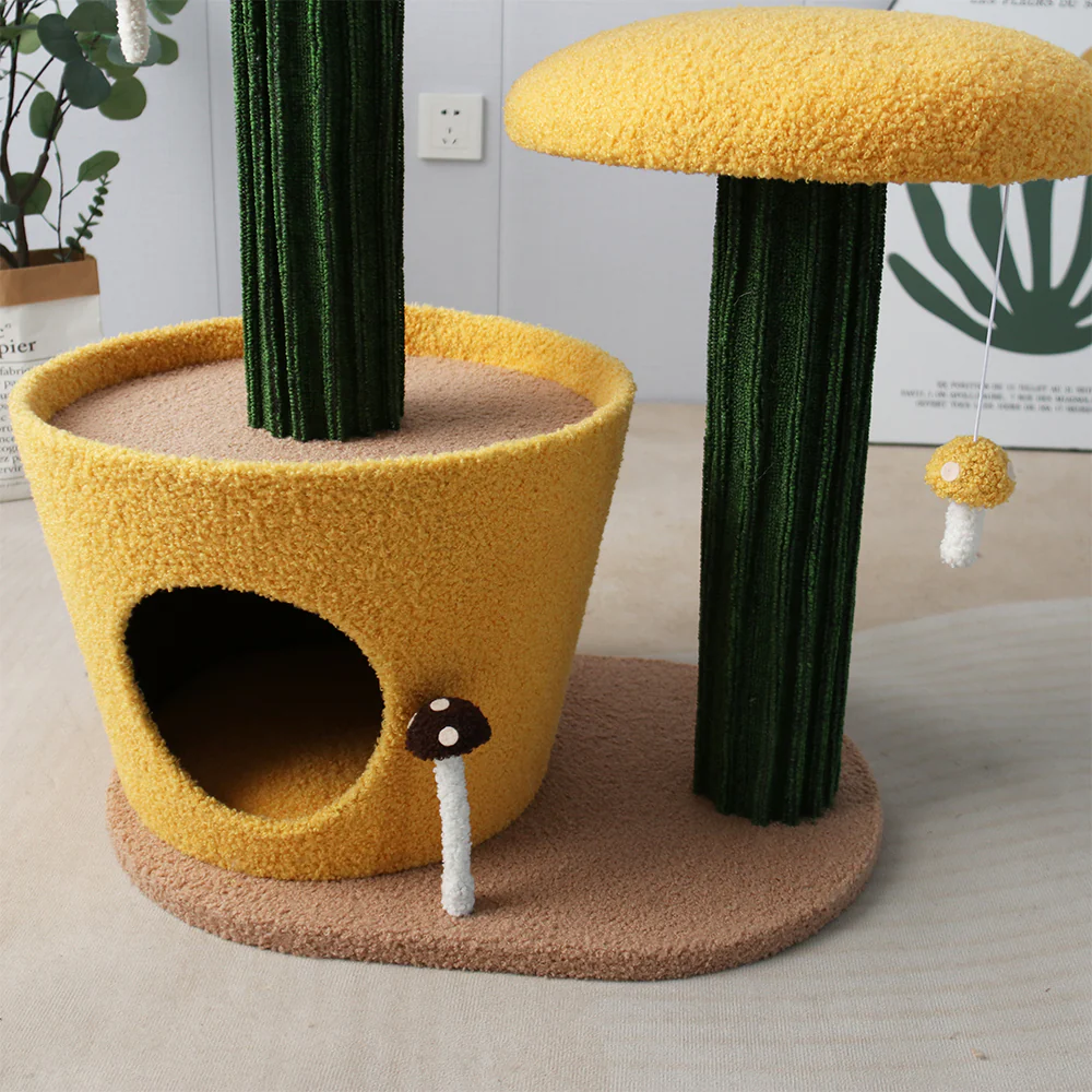 CATIO 2-Level Yellow Mushroom Cat Scratching Tree - Image 9