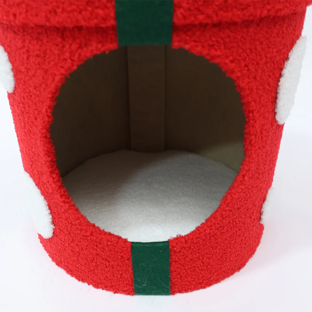 CATIO Christmas Gift Box Cat Bed With Scratching Pad 35x35x36cm - Image 4