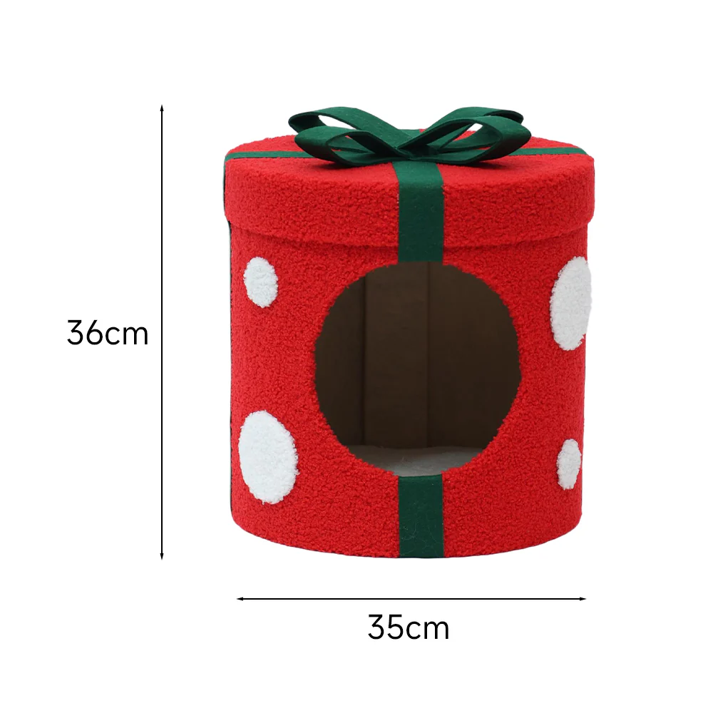 CATIO Christmas Gift Box Cat Bed With Scratching Pad 35x35x36cm - Image 7