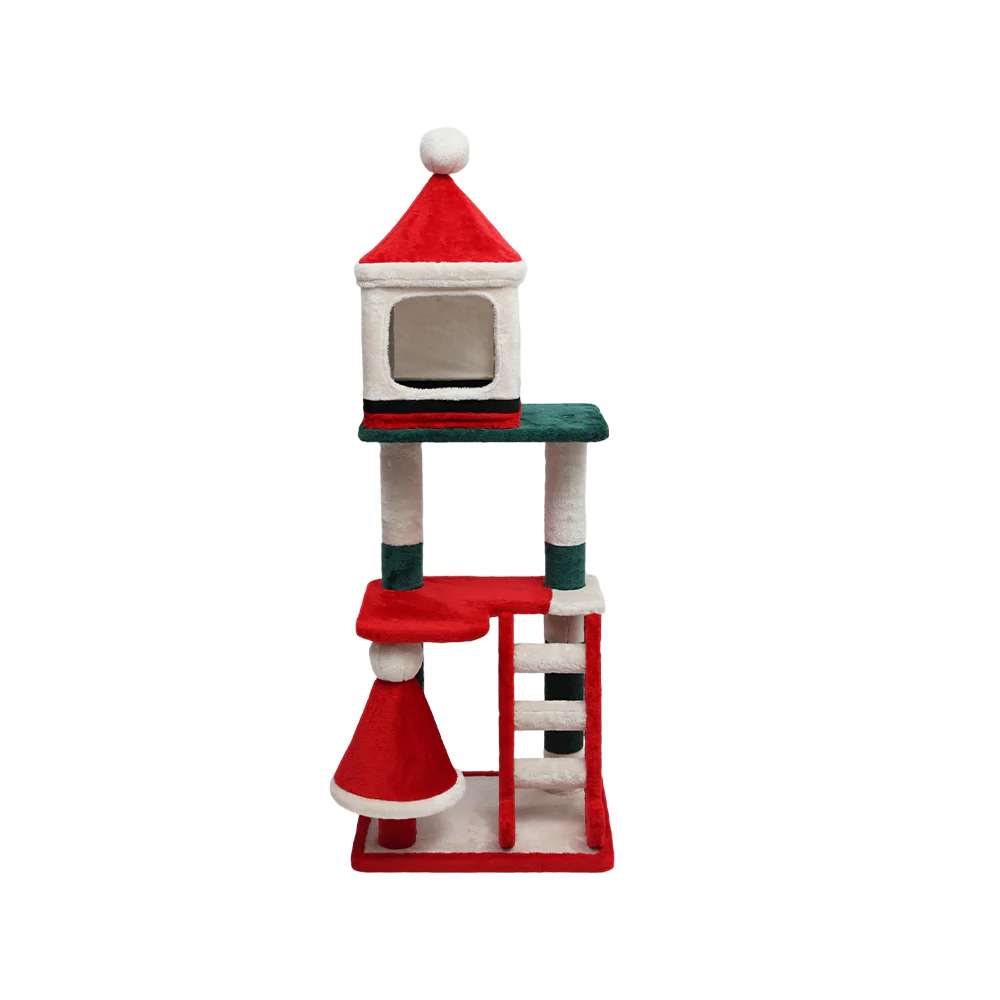CATIO Christmas Palace Multi-level 3 Cat Tree with Cave 53x43x144cm
