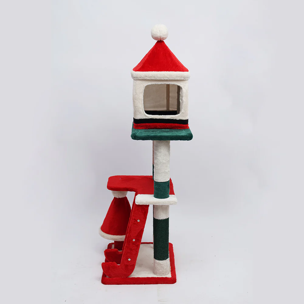 CATIO Christmas Palace Multi-level 3 Cat Tree with Cave 53x43x144cm - Image 2