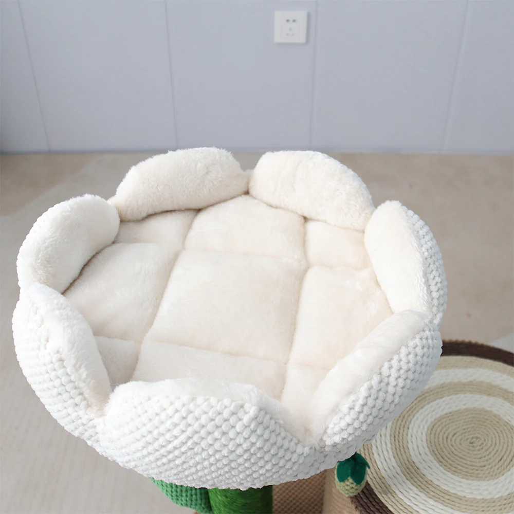 CATIO Log Cat House with White Camellia Cat Scratching Tree - Image 10