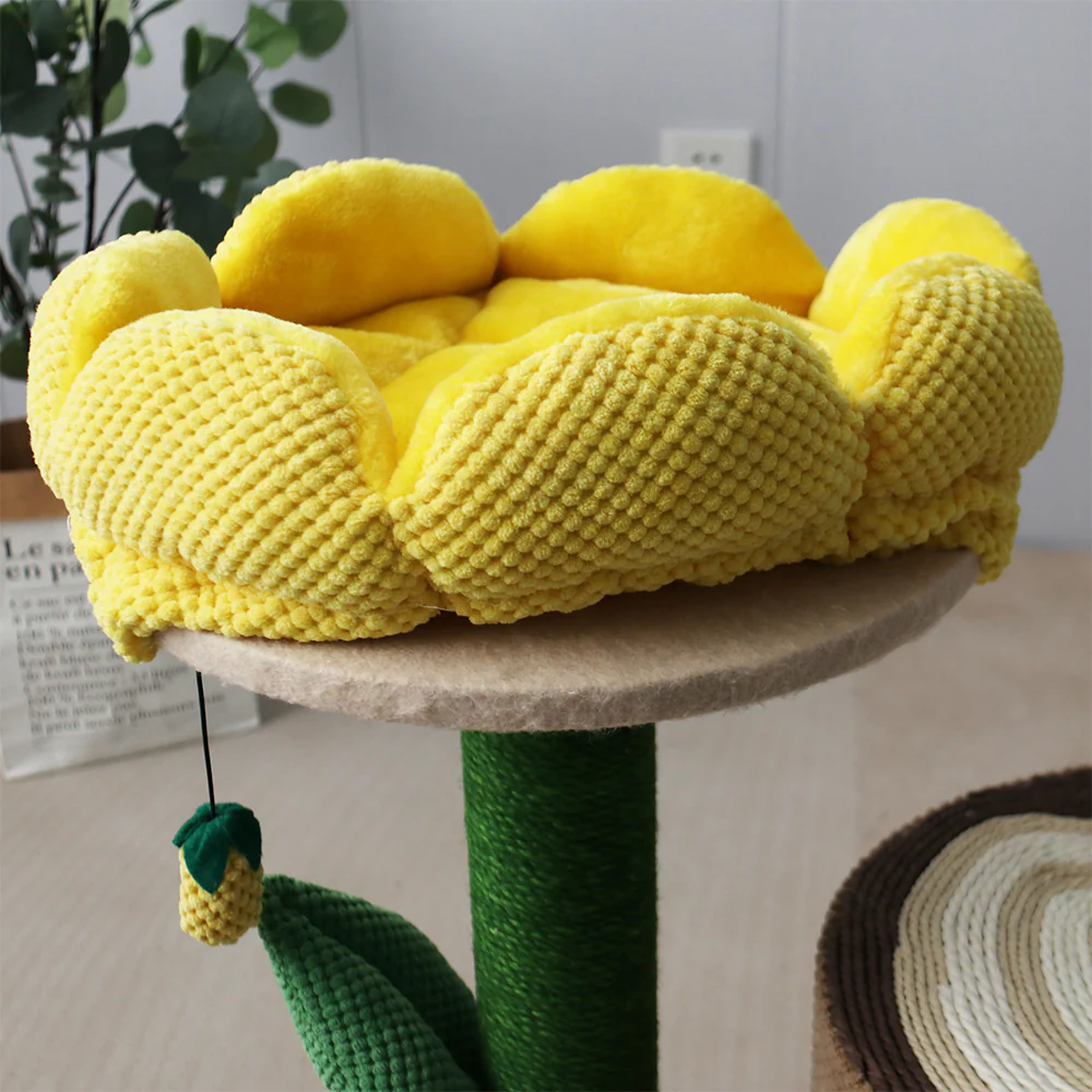 CATIO Log Cat House with Yellow Camellia Cat Scratching Tree - Image 10