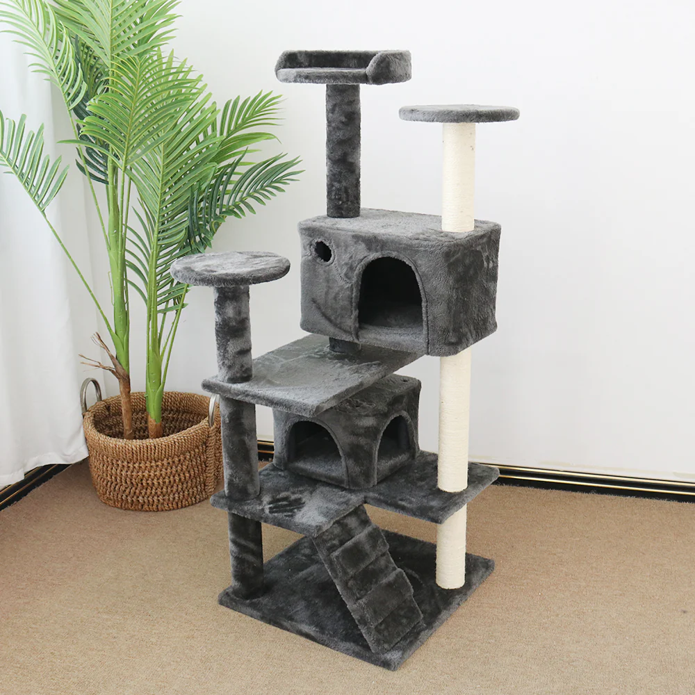 CATIO Abstract Deluxe Chipboard Flannel Scratching Cat Tree 127cm - Image 4
