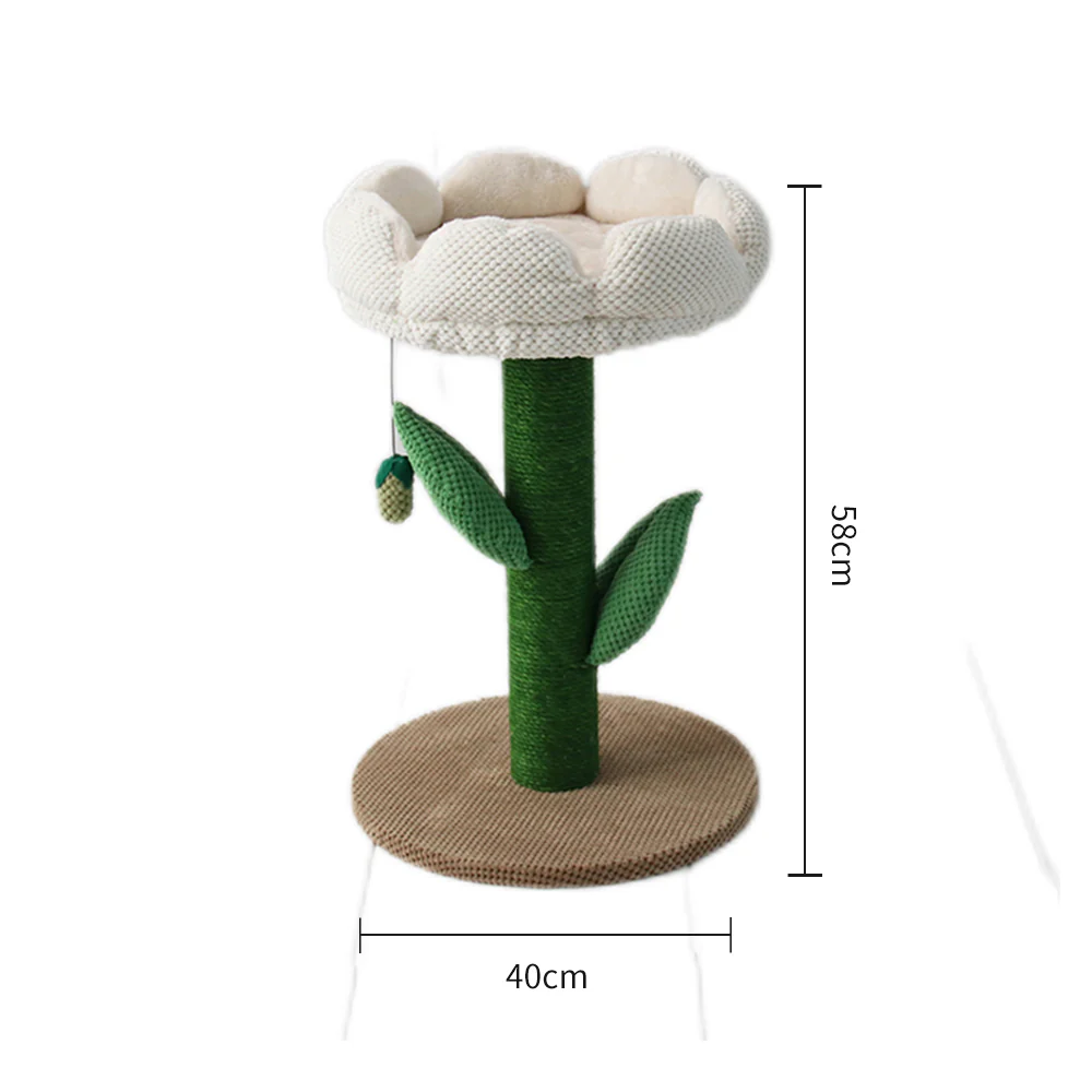 CATIO White Camellia Flower Cat Scratching Tree - Image 2
