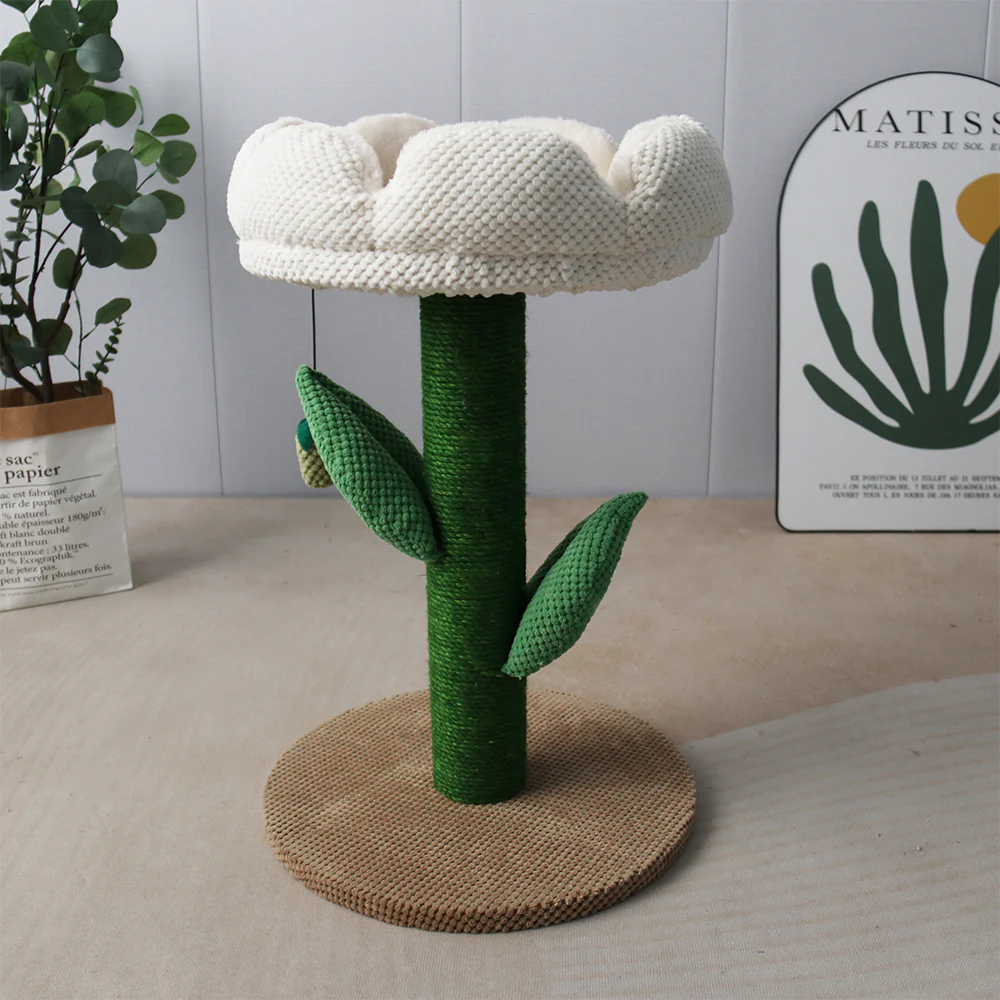 CATIO White Camellia Flower Cat Scratching Tree - Image 3