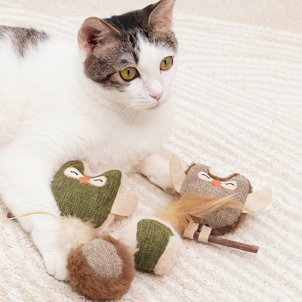 Catnip & Silvervine Chew Toy – Interactive Feather Dental Stick - Image 9