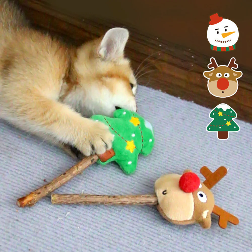 CATS TOY Wood Day Christmas Tree Polygonum Molar Stick - Image 2