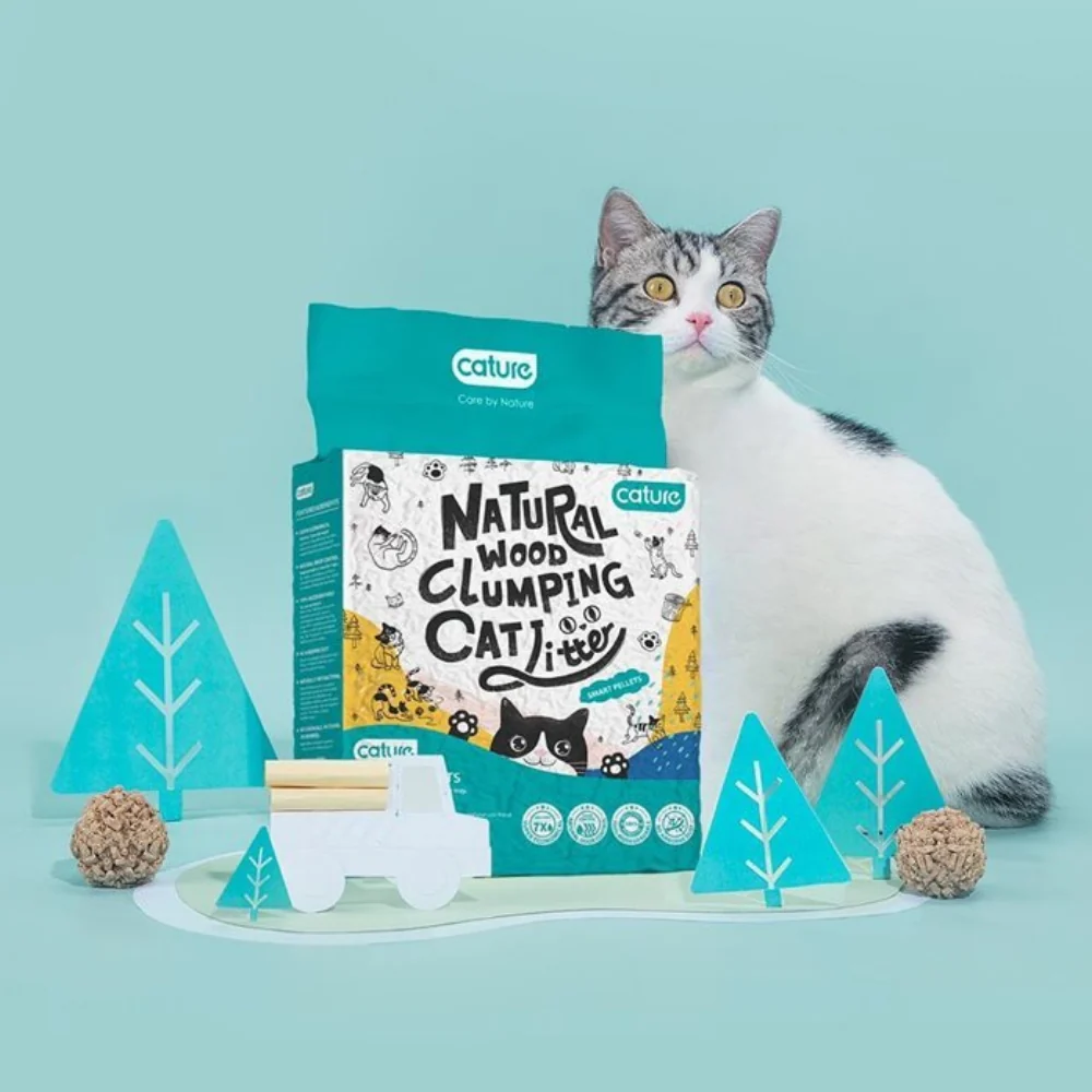 CATURE Smart Pellets Natural Wood Clumping Cat Litter 2.4kg, Low Tracking & Dust Free - Image 3