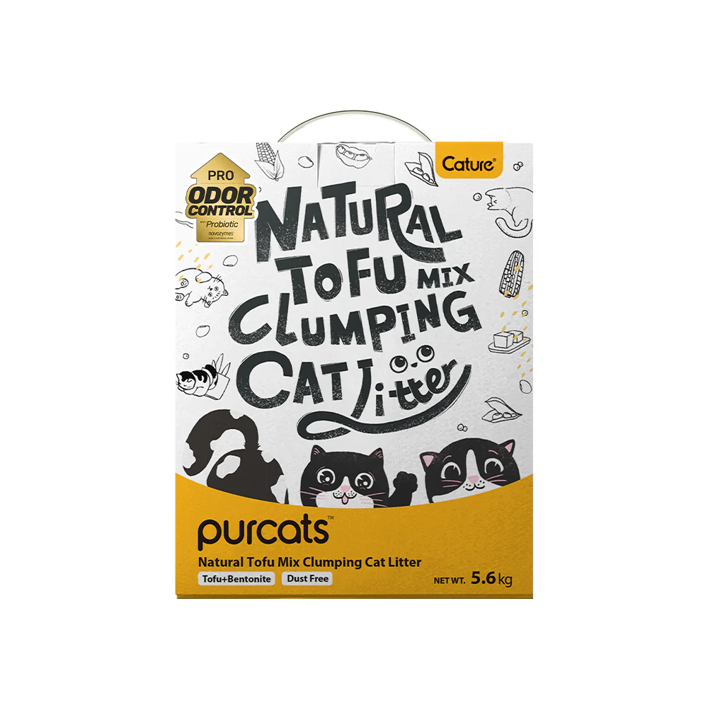 CATURE Natural Tofu & Bentonite Mixed Clumping Cat Litter 5.6kg, Strong Clumping & Dust Free