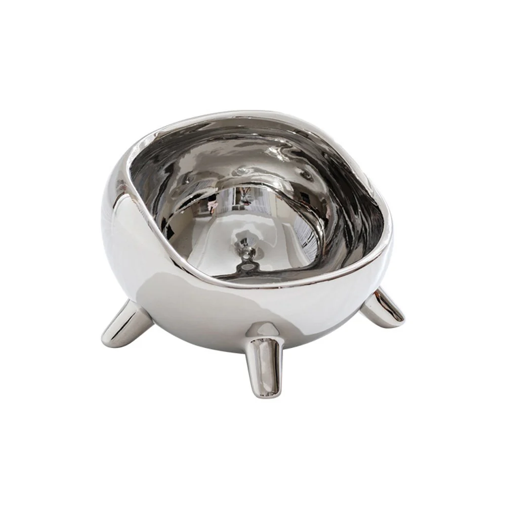 Ceramic Large Silver Pet Bowl - 650ml