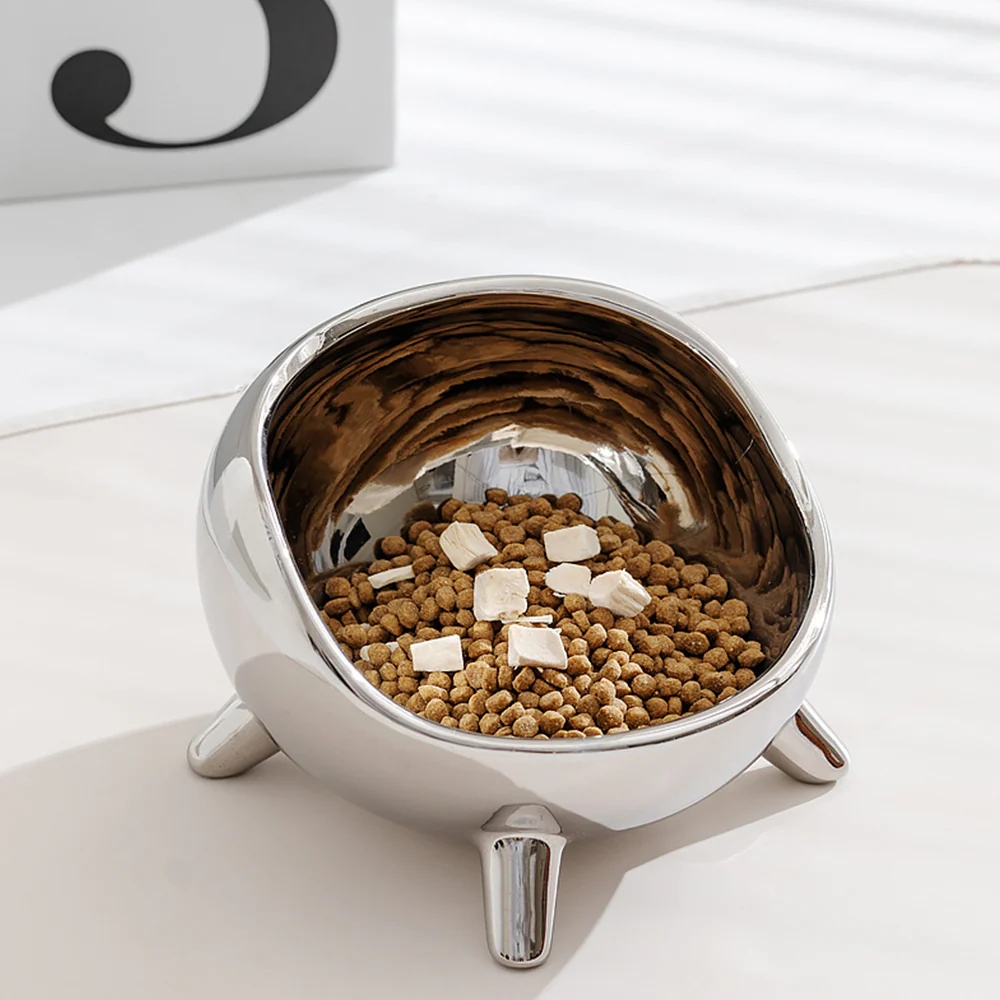 Ceramic Large Silver Pet Bowl - 650ml - Image 3
