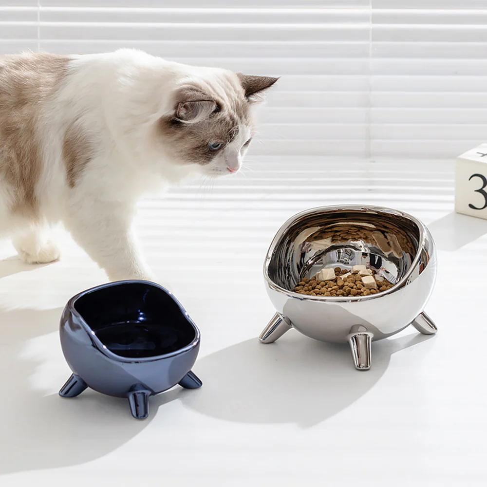 Ceramic Large Silver Pet Bowl - 650ml - Image 4
