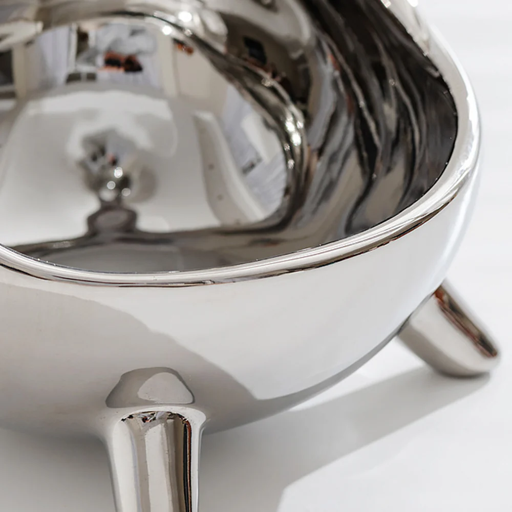 Ceramic Large Silver Pet Bowl - 650ml - Image 5