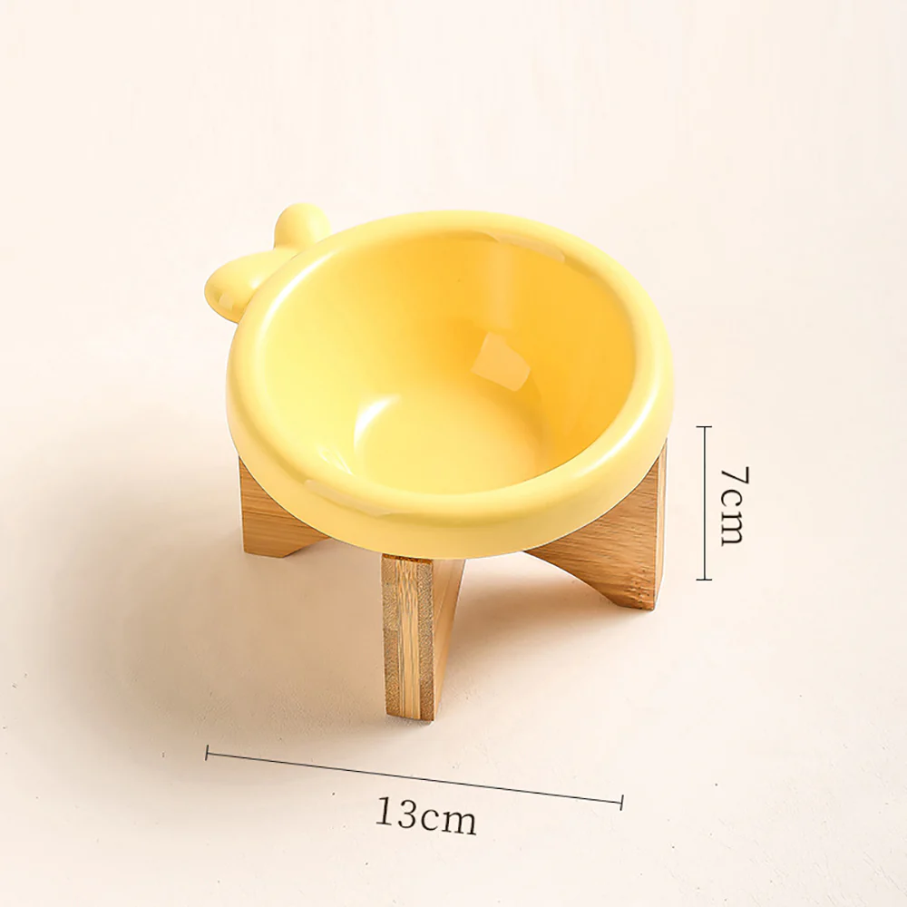 Ceramic Pet Bowl With High Wooden Stand 220ml - Image 9