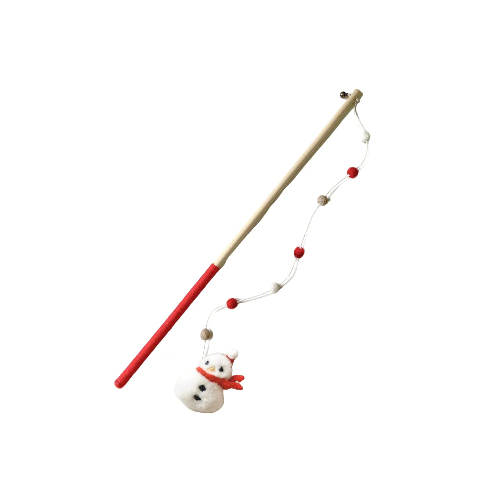 Christmas Cat Teaser Wand with Bell - Interactive Long Rod Toy - Image 3