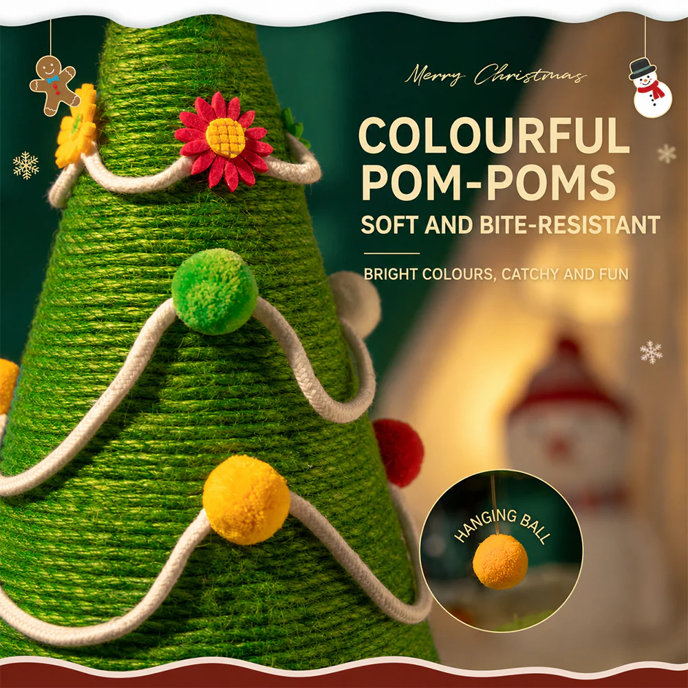 Christmas Cat Tree with Bed & Sisal Scratching Post - Image 11
