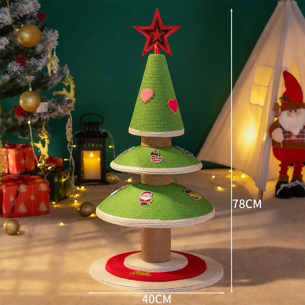 Christmas Cat Tree with Bed & Sisal Scratching Post - Image 9