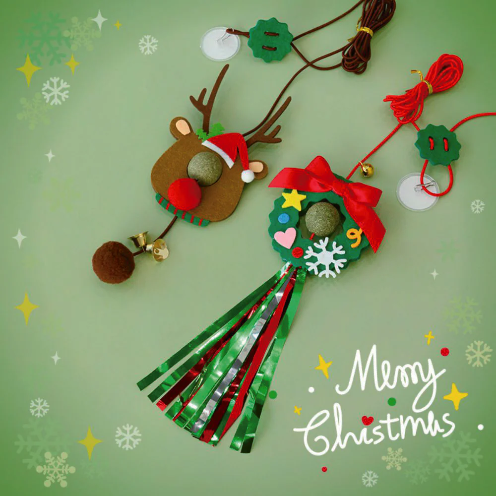 Christmas Hanging Door With Elastic Swing & Catnip Ball Cat Toy - Image 4