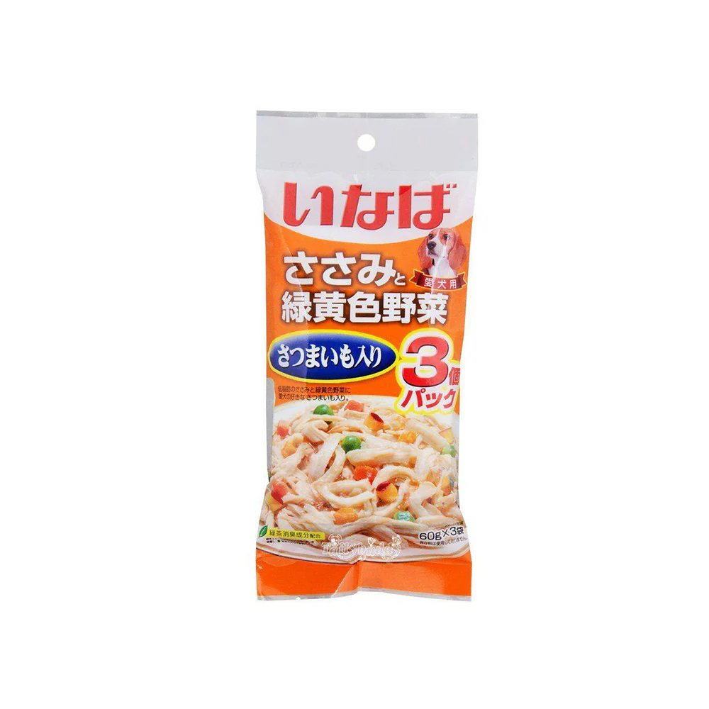 CIAO Chicken Fillet Sweet Potato Vegetables Wet Dog Treats 3x60g