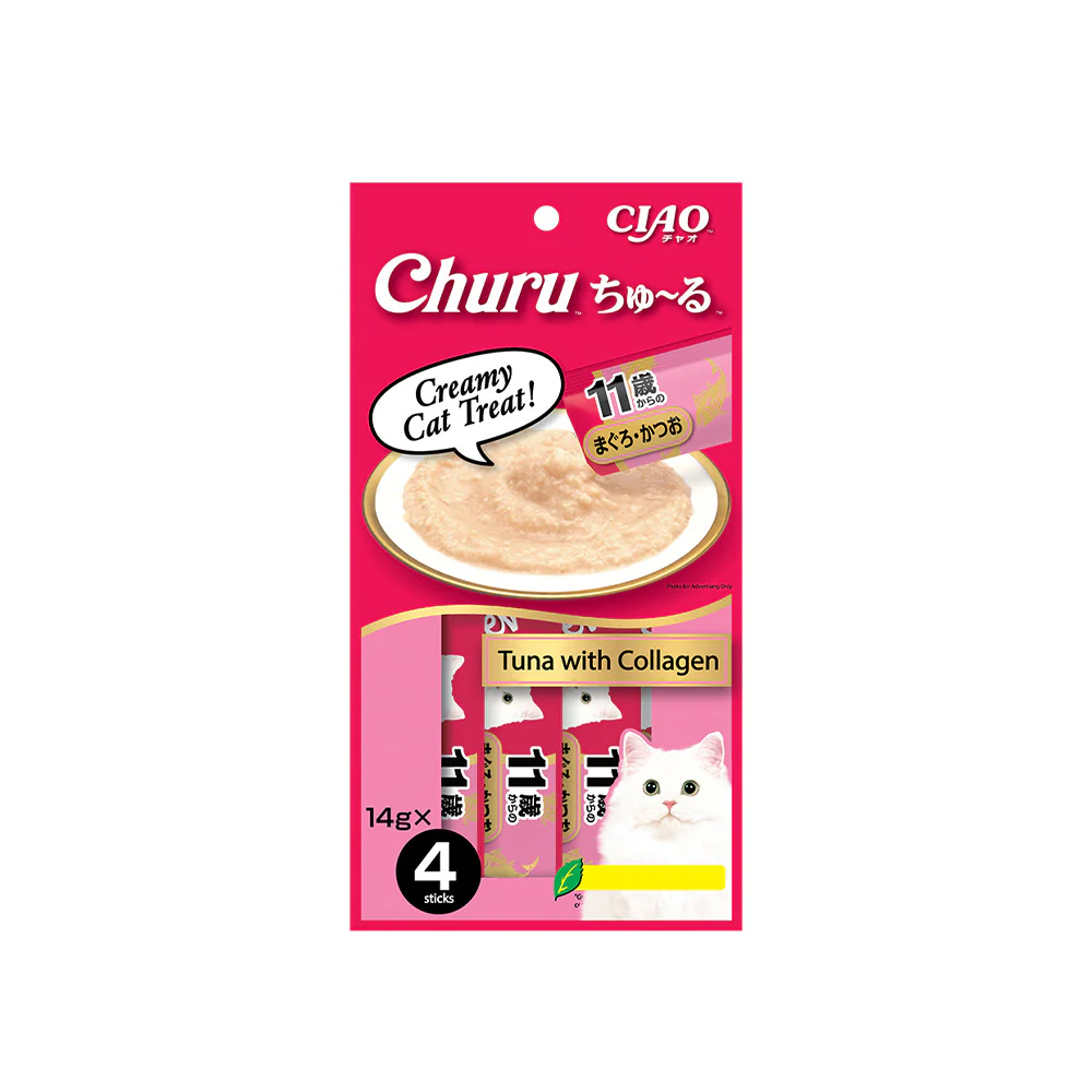 CIAO Churu Tuna with Collagen Puree for Aged Cats Wet Treats 4x14g