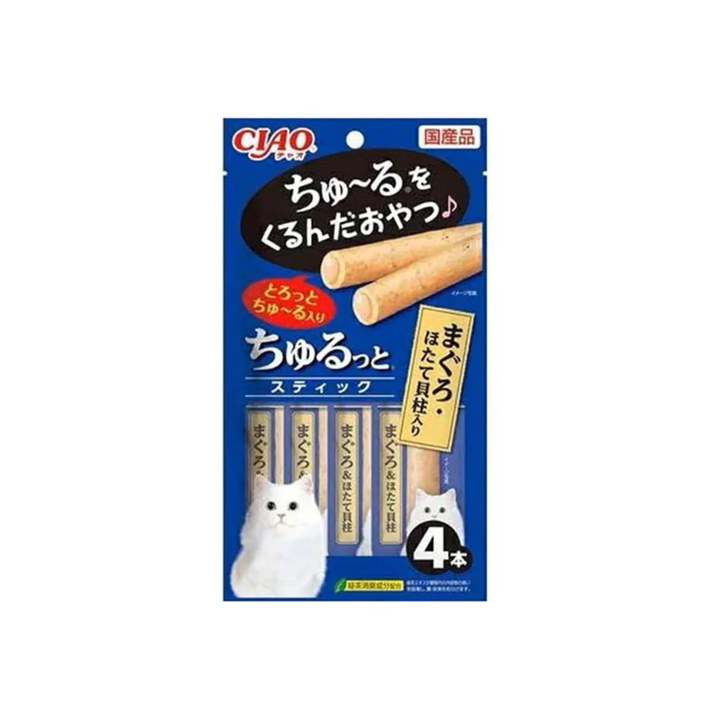 CIAO Churutto Stick Maguro with Scallop Dry Cat Treats 4x7g - Image 3
