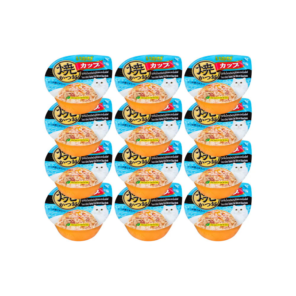 CIAO Tuna Flake & Crab Stick In Sliced Bonito Gravy Cat Treats 70g (cupped) - Image 4