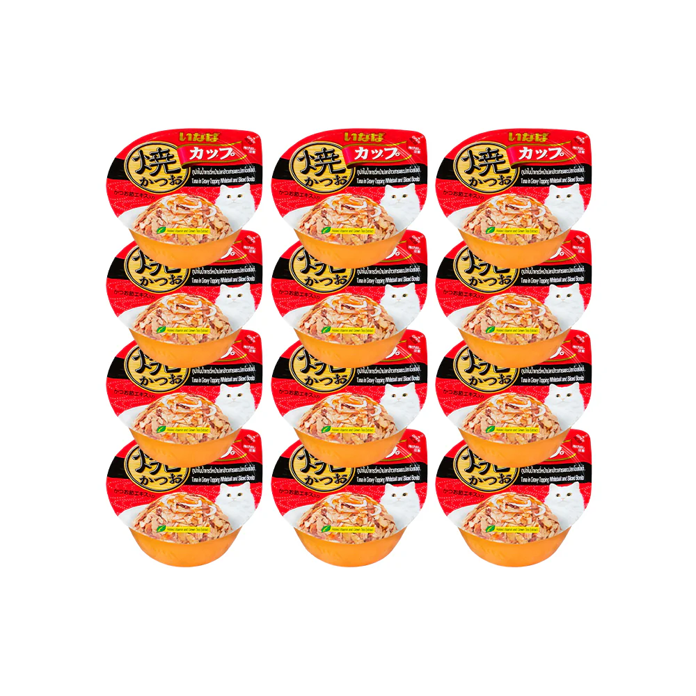 CIAO Tuna Flake In Whitebait & Sliced Bonito Gravy Cat Treats 70g (cupped) - Image 4