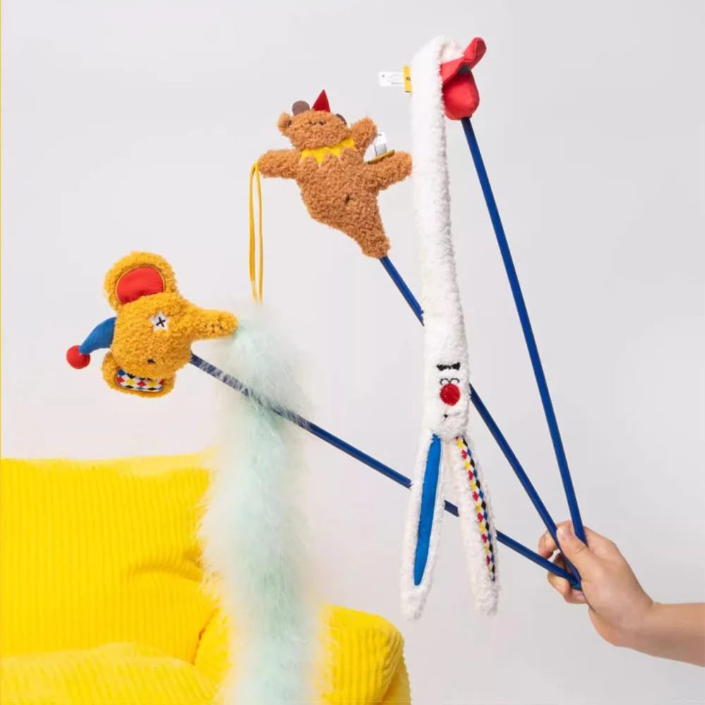 Circus Cat Teaser Wand - Interactive Feather Toy With Bell & Crinkle Sound - Image 9