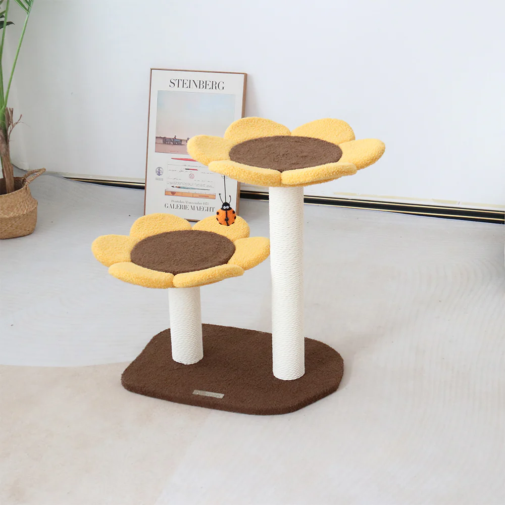 CMISSTREE 2-Level Sunflower Cat Scratching Tree - Image 3