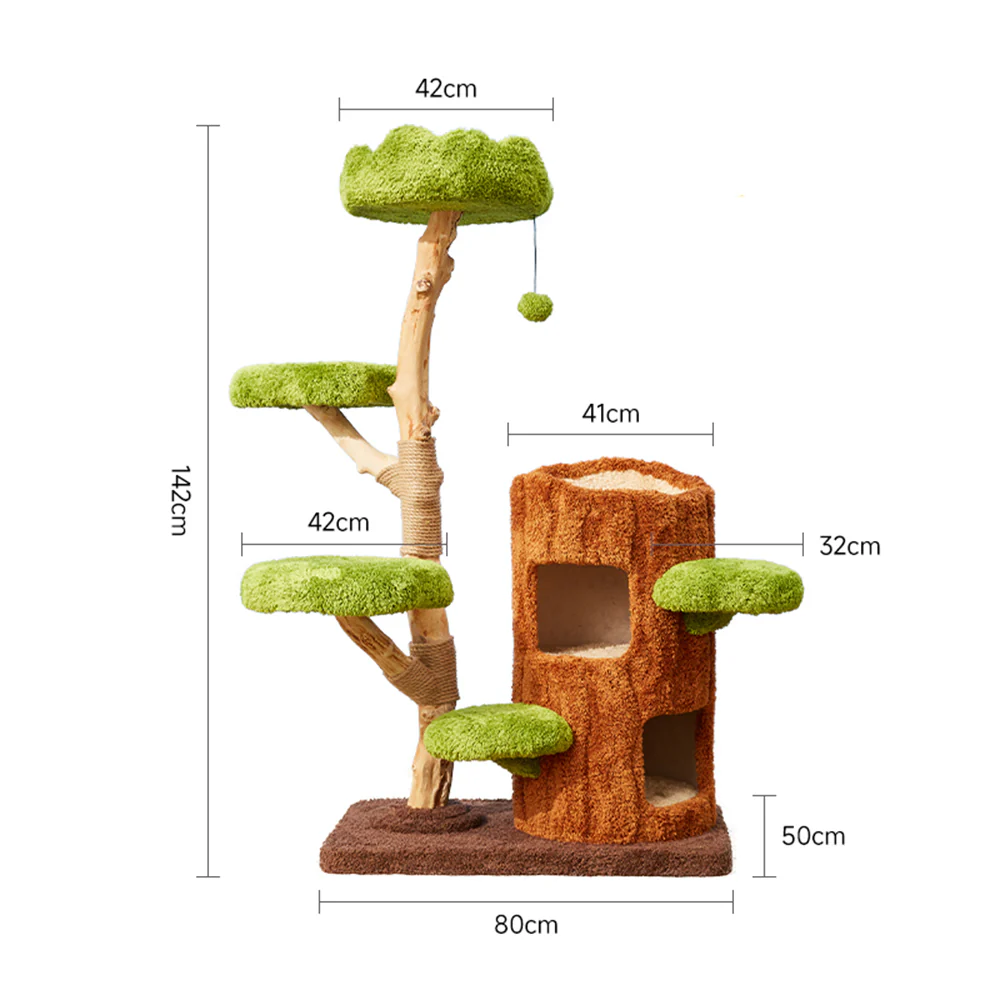 CMISSTREE Five-Level Tree Hollow Solid Wood Cat Tree - Image 10