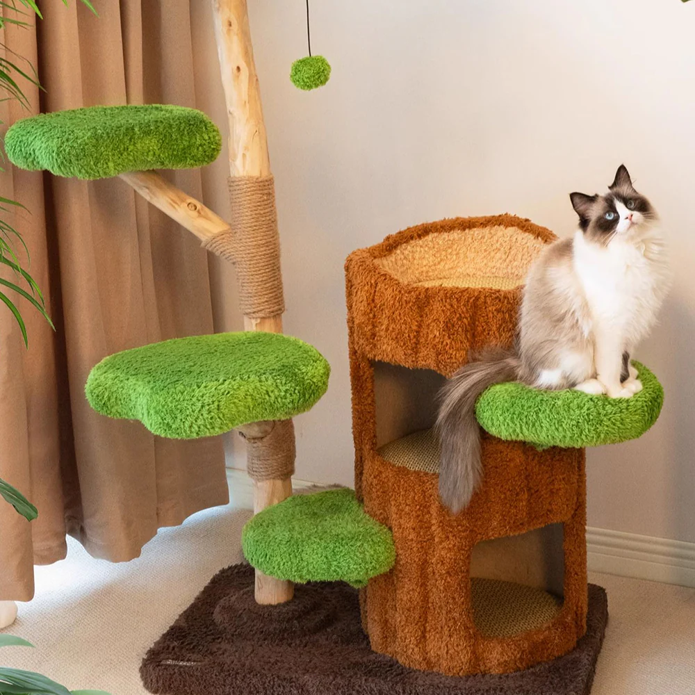 CMISSTREE Five-Level Tree Hollow Solid Wood Cat Tree - Image 2