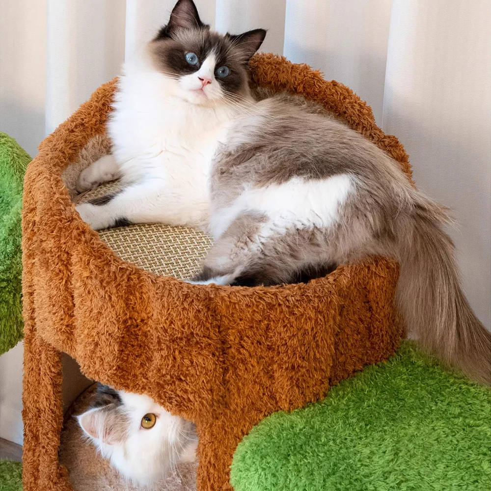 CMISSTREE Five-Level Tree Hollow Solid Wood Cat Tree - Image 3