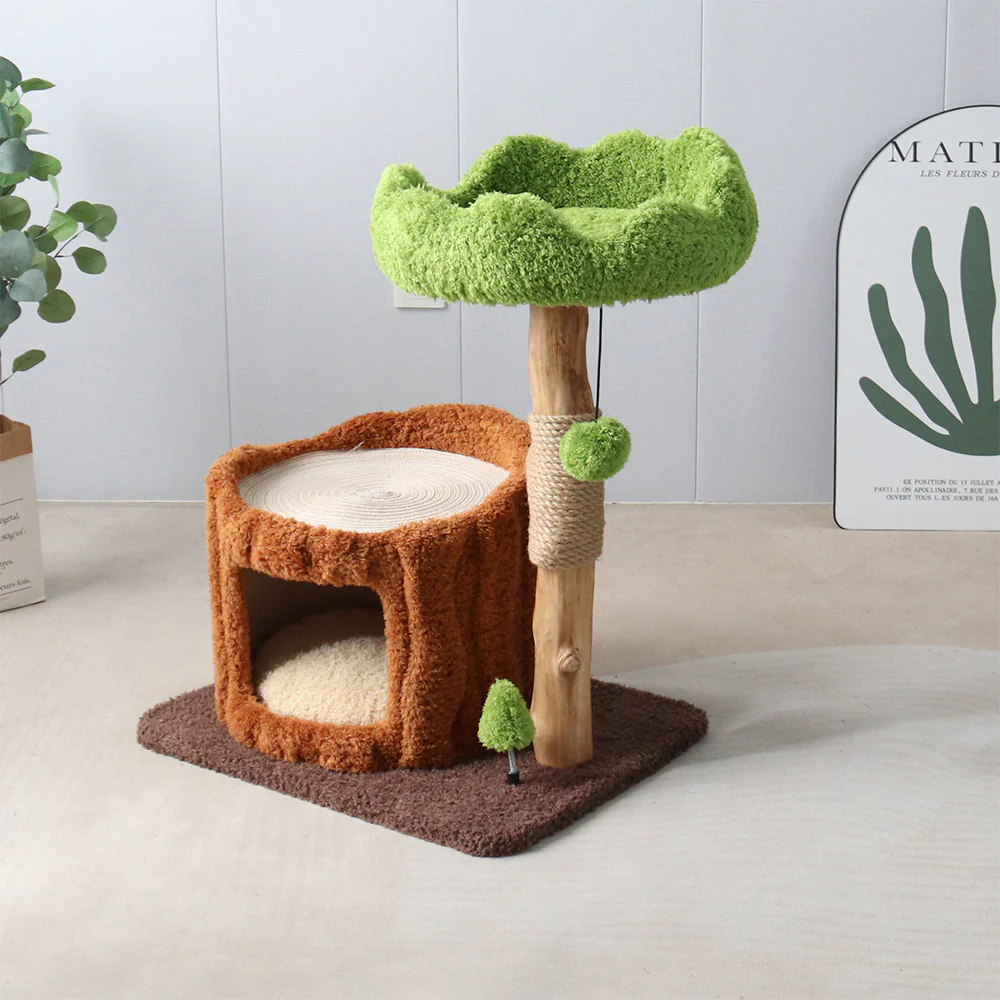 CMISSTREE Single-Level Tree Hollow Solid Wood Cat Tree - Image 7