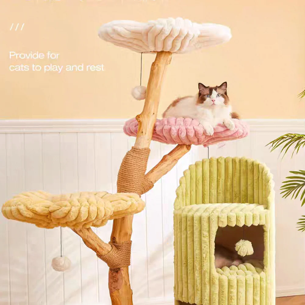 CMISSTREE Three-Level Flower-Shaped Cat Tree With Cat House - Image 3
