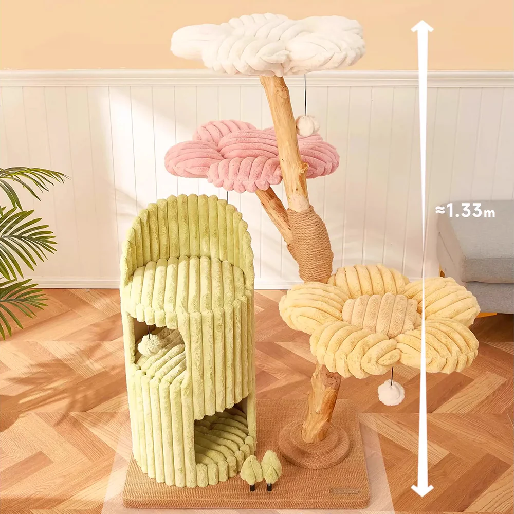 CMISSTREE Three-Level Flower-Shaped Cat Tree With Cat House - Image 4