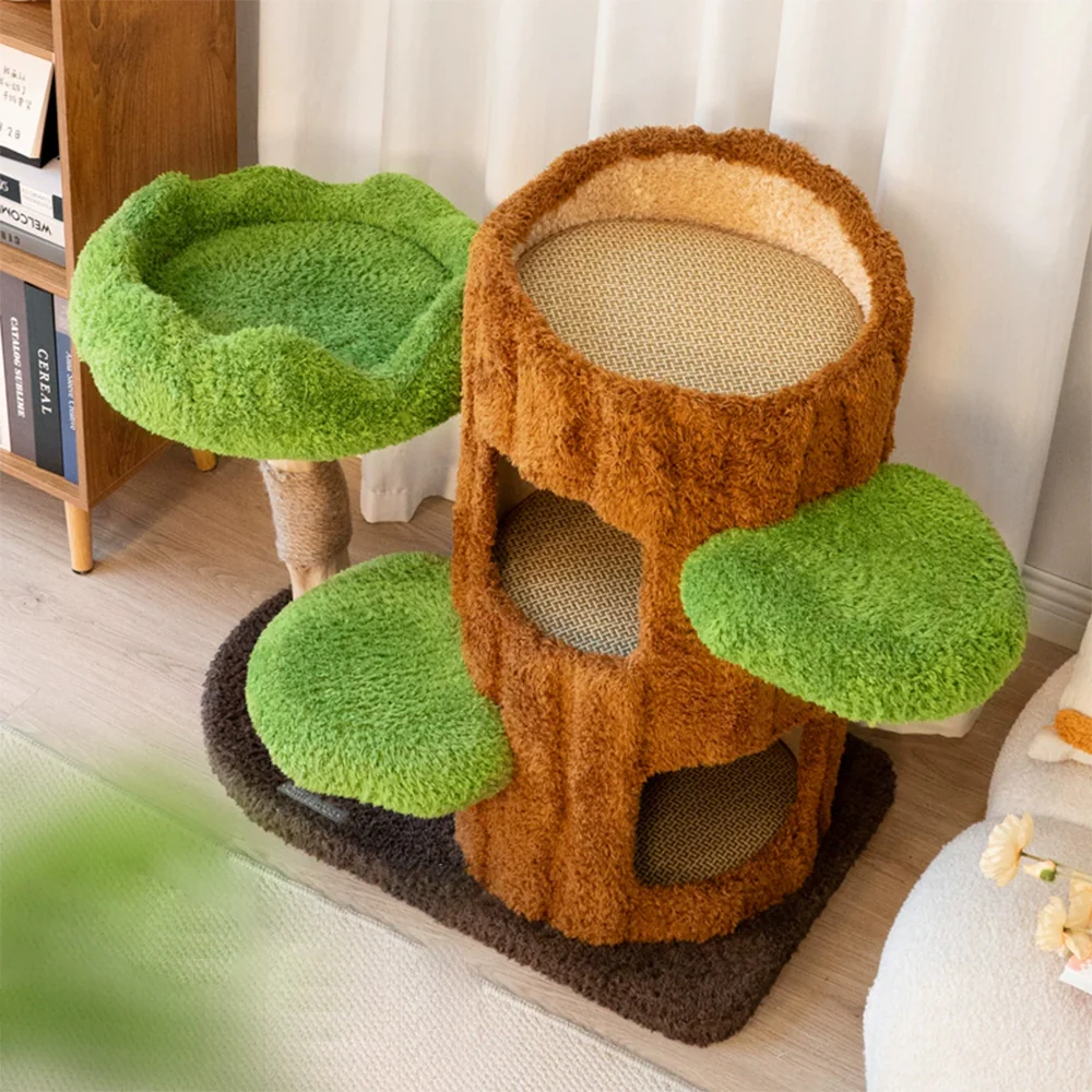 CMISSTREE Two-Level Tree Hollow Solid Wood Cat Tree - Image 5