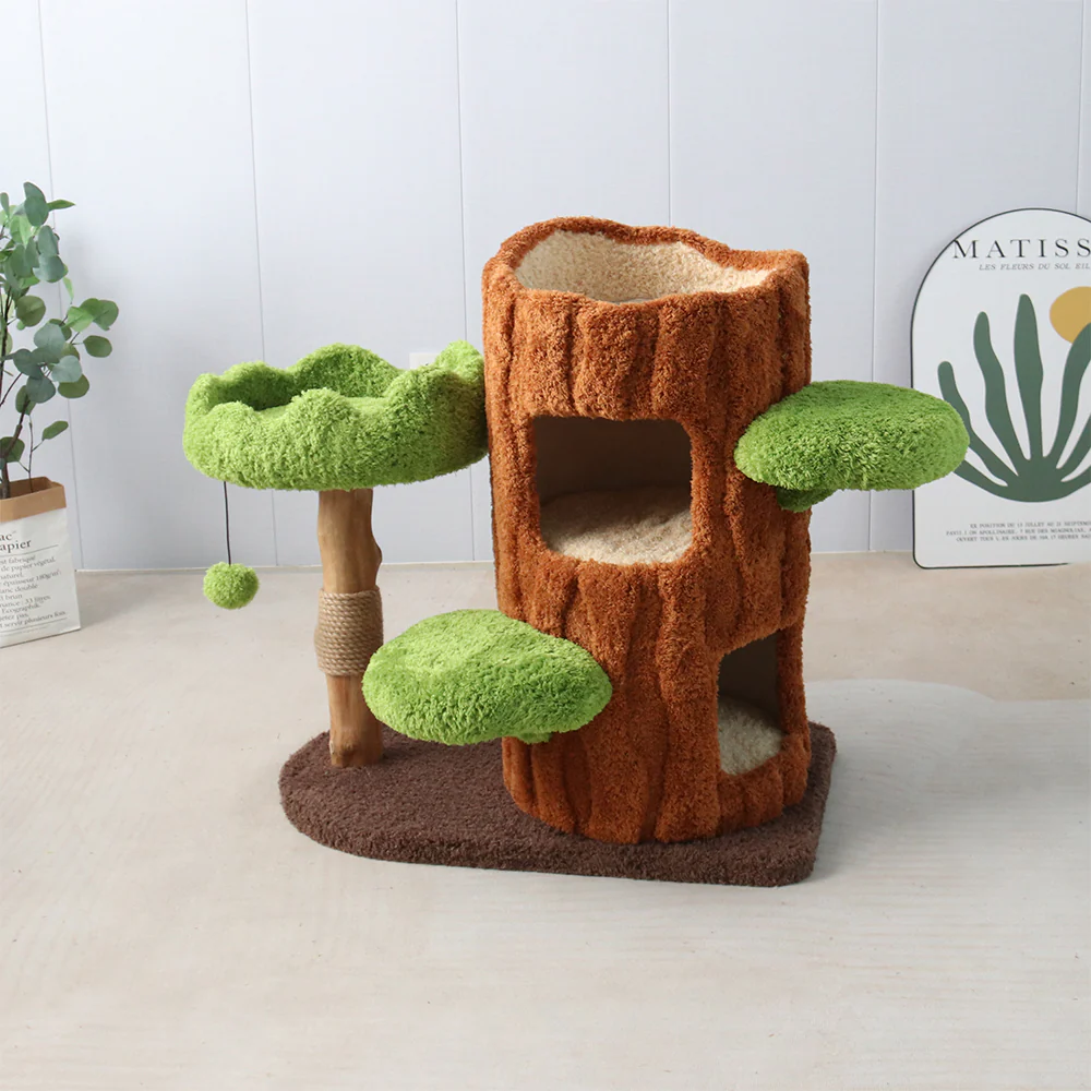 CMISSTREE Two-Level Tree Hollow Solid Wood Cat Tree - Image 8