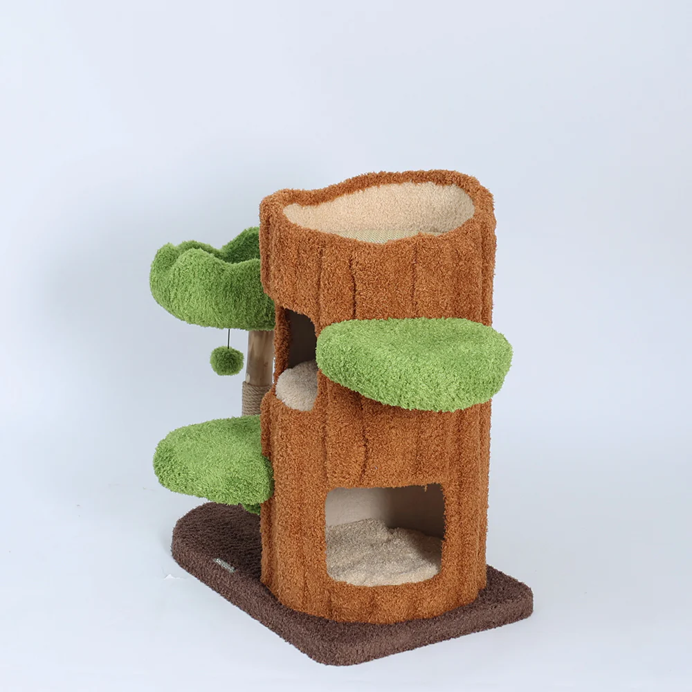CMISSTREE Two-Level Tree Hollow Solid Wood Cat Tree - Image 9