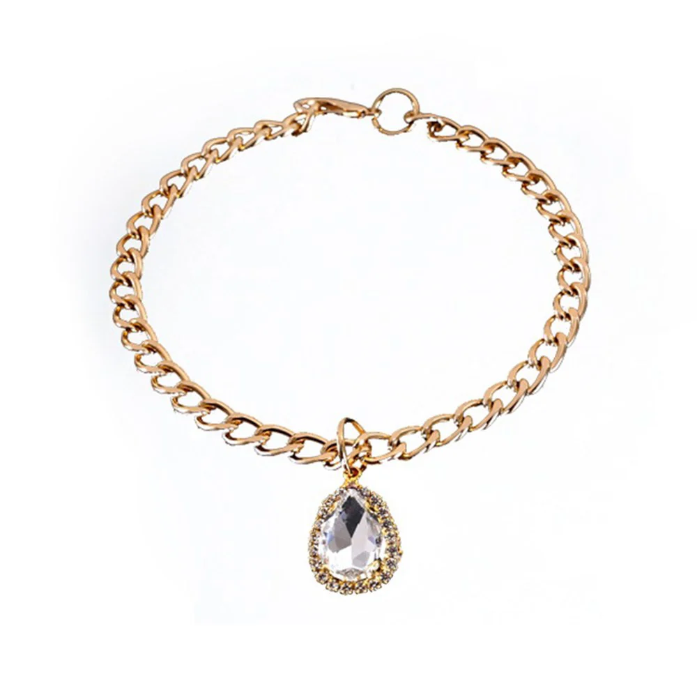 Crystal Diamond Pendant Pet Collar White Droplet M (20-30cm)