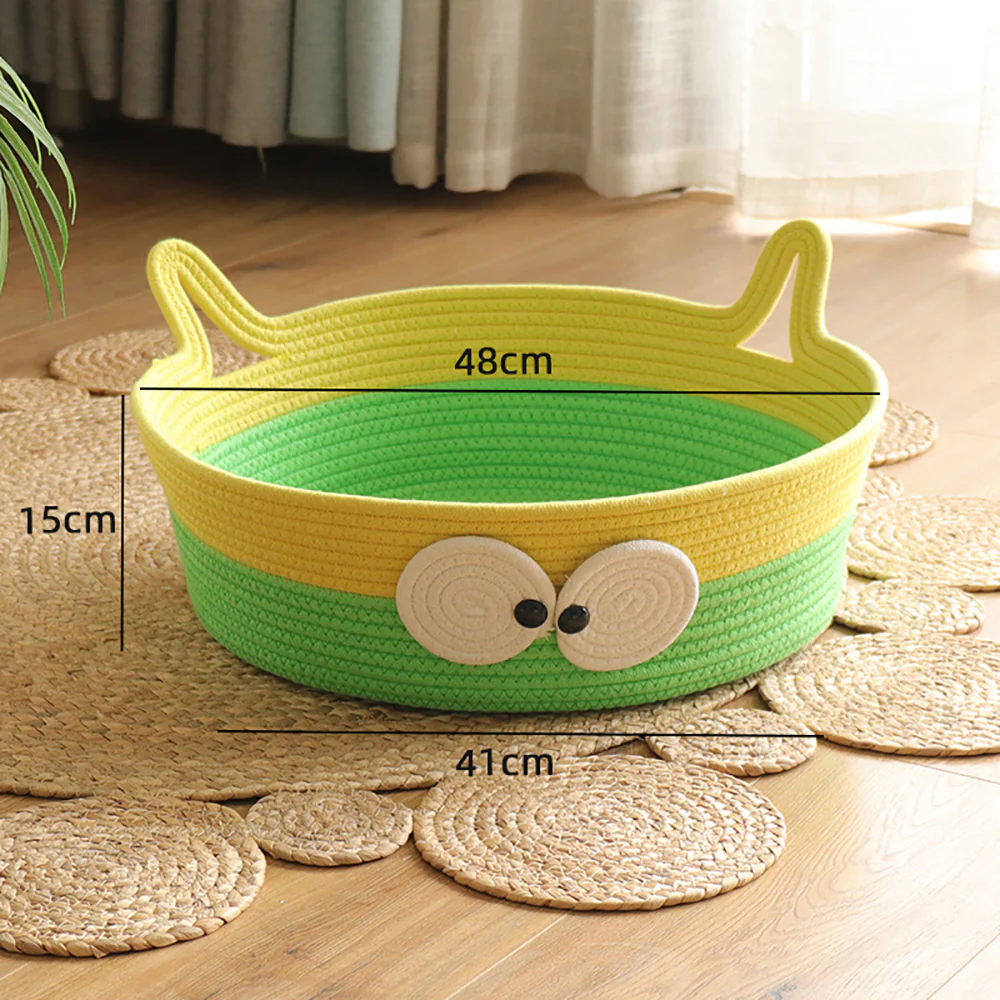 Cute Round Woven Cat Bed - Image 3