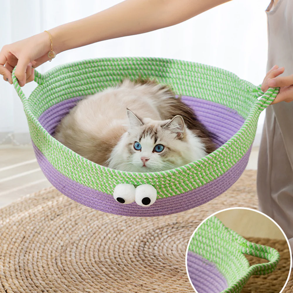 Cute Round Woven Cat Bed - Image 4