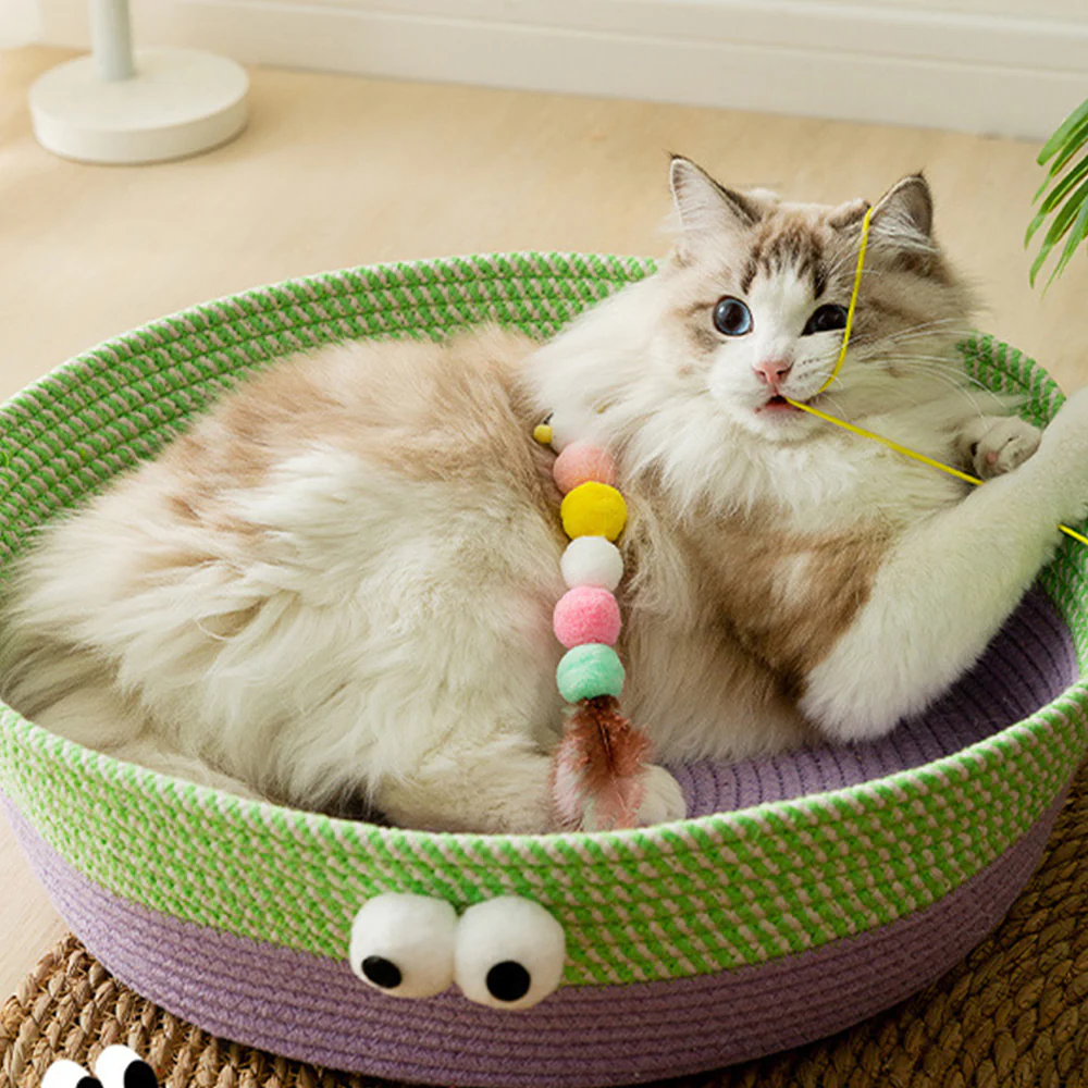 Cute Round Woven Cat Bed - Image 5