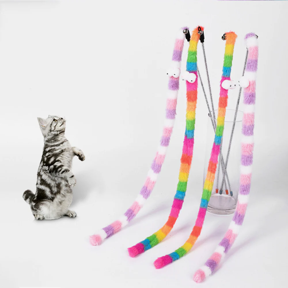 Deep-Colored Plush Rainbow Snake Cat Teaser - Image 4
